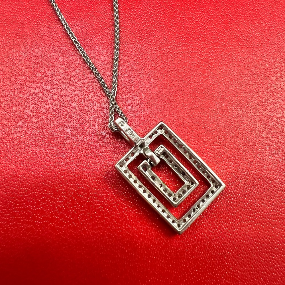 Elegant 14k white gold Geometric Diamond Necklace